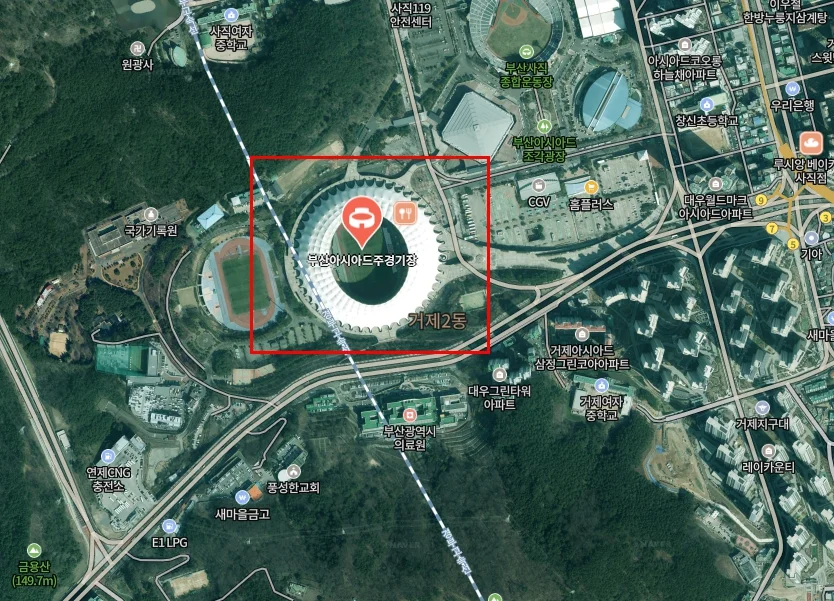 부산아시아드주경기장 주변 지도 정보 및 대중교통 접근 경로