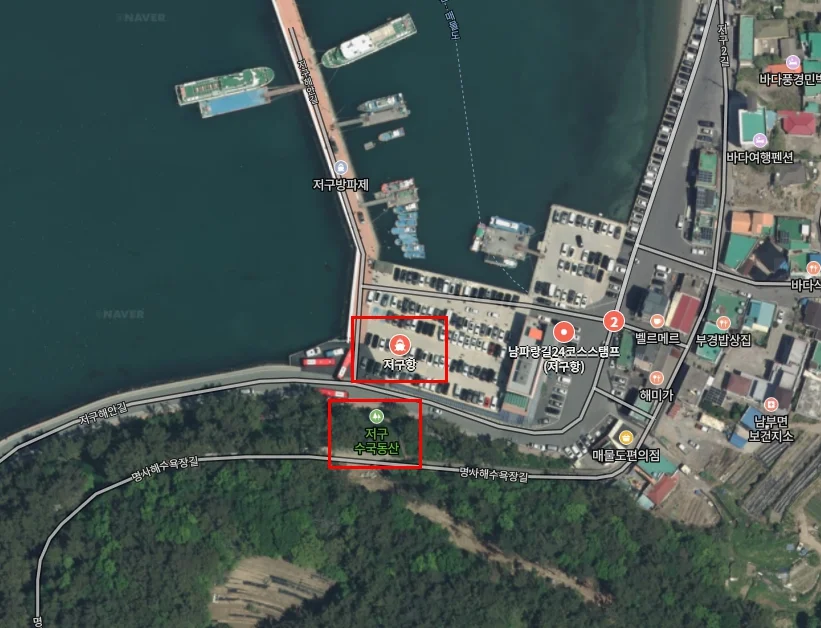 지도로 확인하는 저구항과 저구수국동산의 편리한 여행 코스 위치