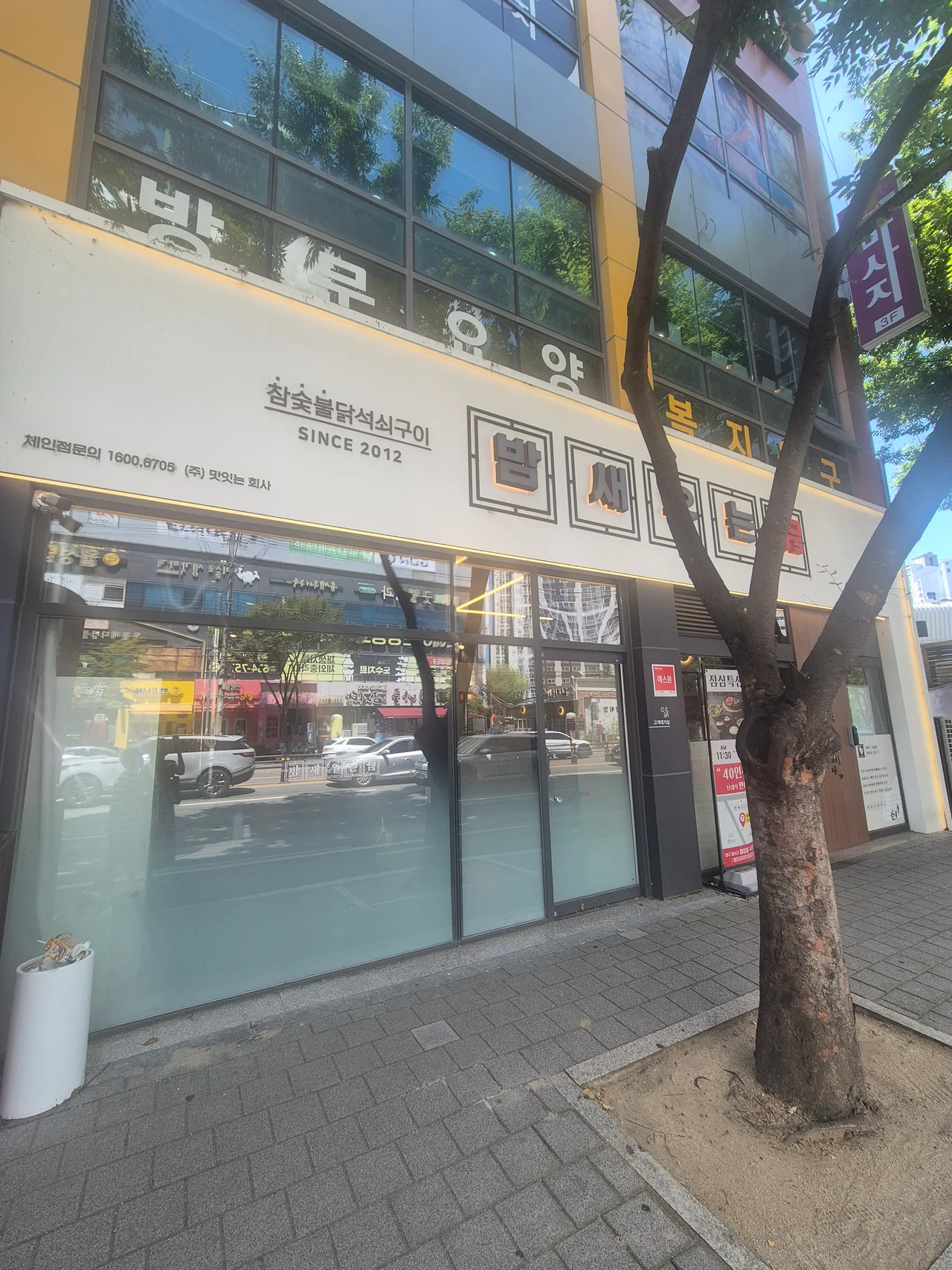 밤새우는닭 월성직영점 매장 외부 전경 및 인도
