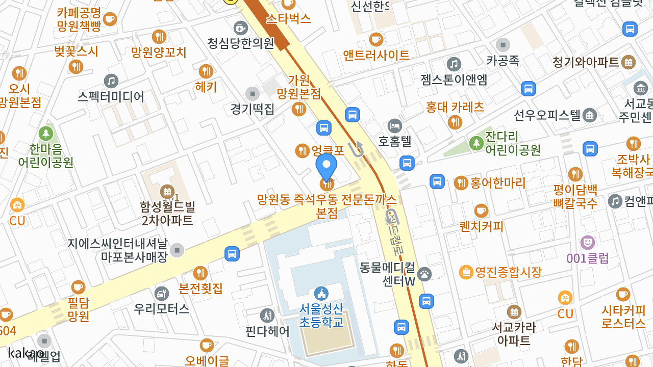망원동즉석우동 본점 위치 지도